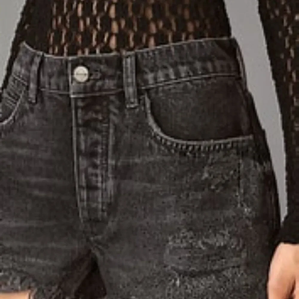 The Devon Rhinestone Distressed Denim Shorts by Pilcro NWT Size 30 - Picture 2 of 15